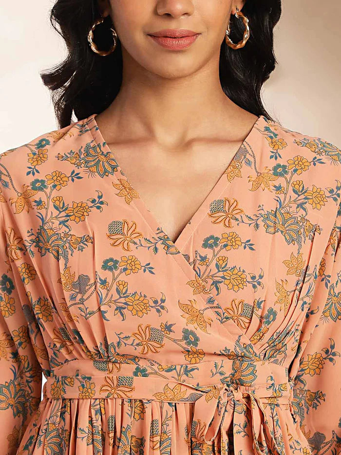 Peach Fit & Flare Dress