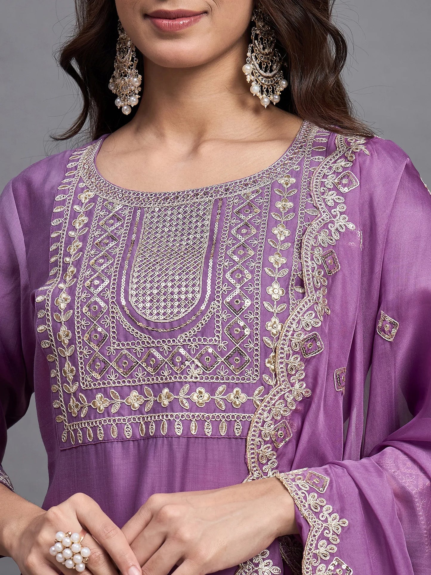 Pink Embroidered Silk Kurta Set