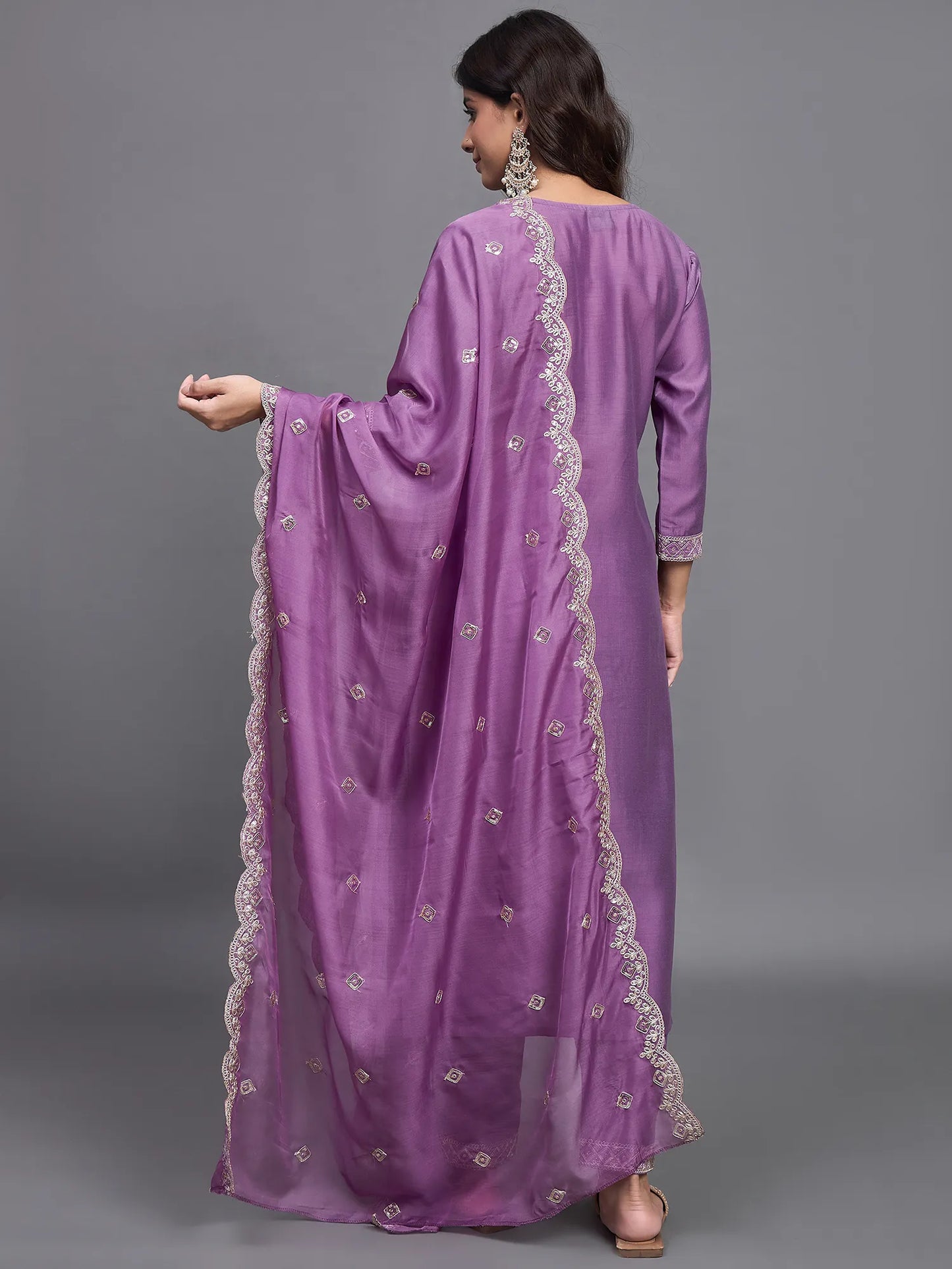 Pink Embroidered Silk Kurta Set
