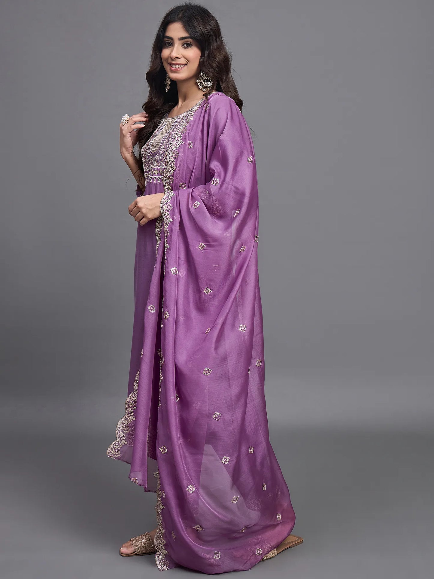 Pink Embroidered Silk Kurta Set