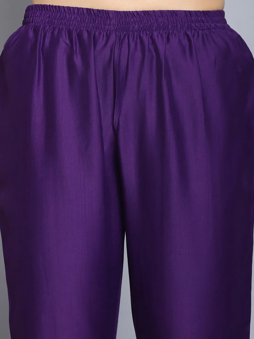 Purple Emboridery Work Silk Kurta Set