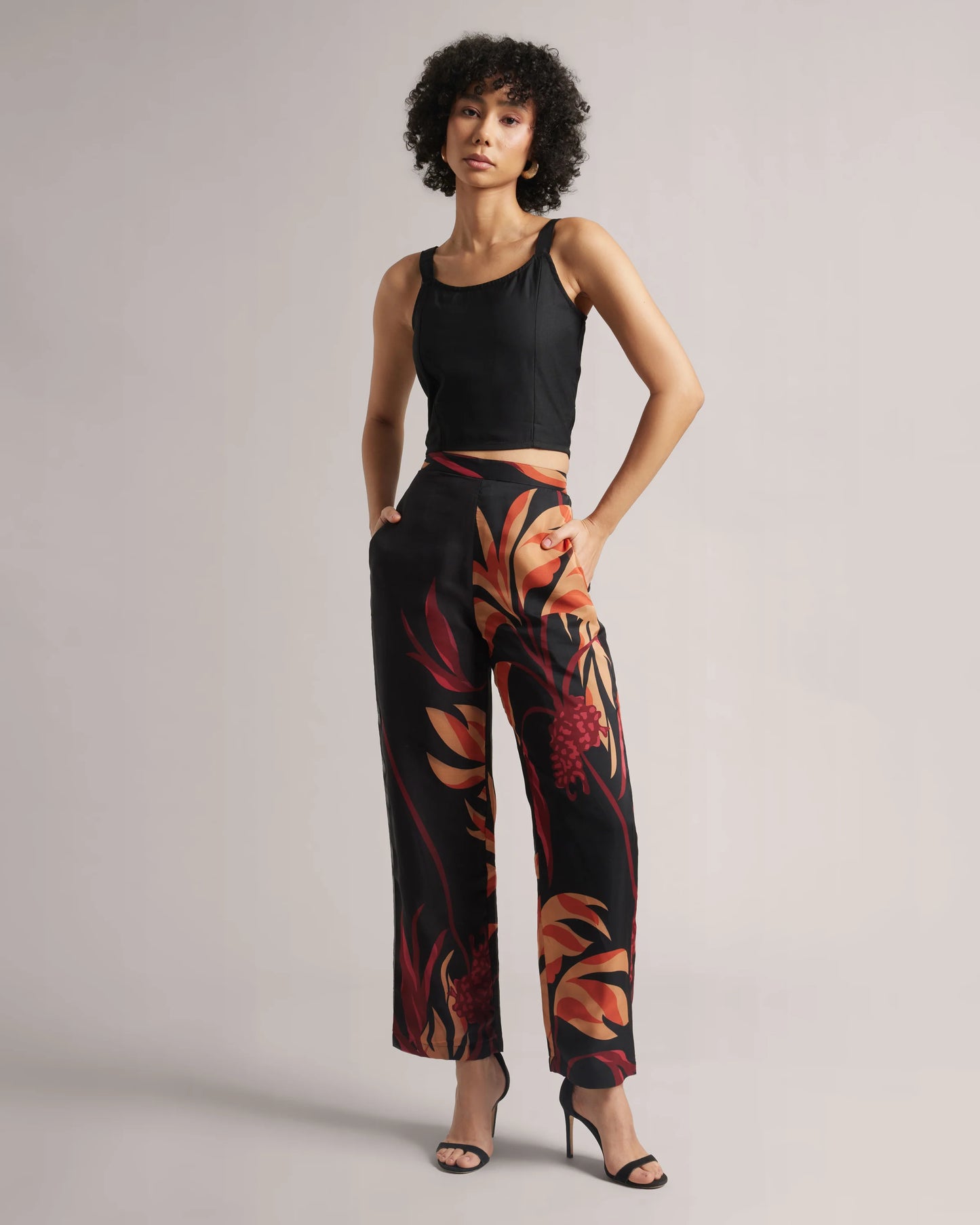Red Black Floral Print Co-ord Set