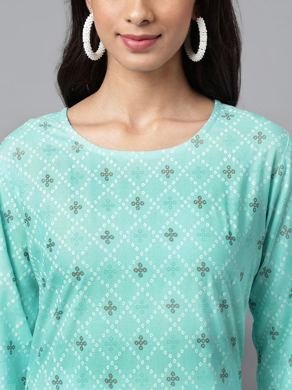 Light Blue Bandhani Kurta