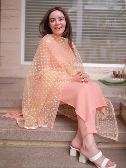 Solid Peach Kurta Set