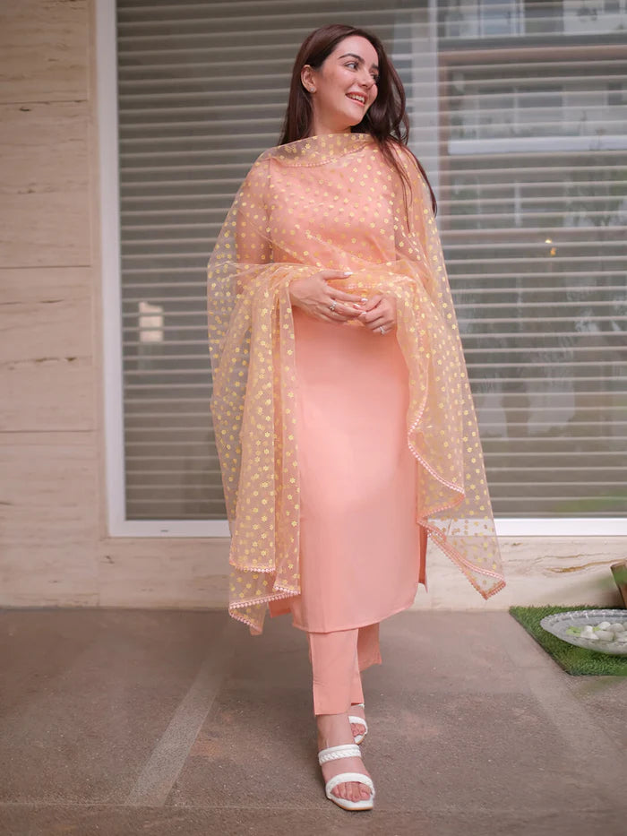 Solid Peach Kurta Set