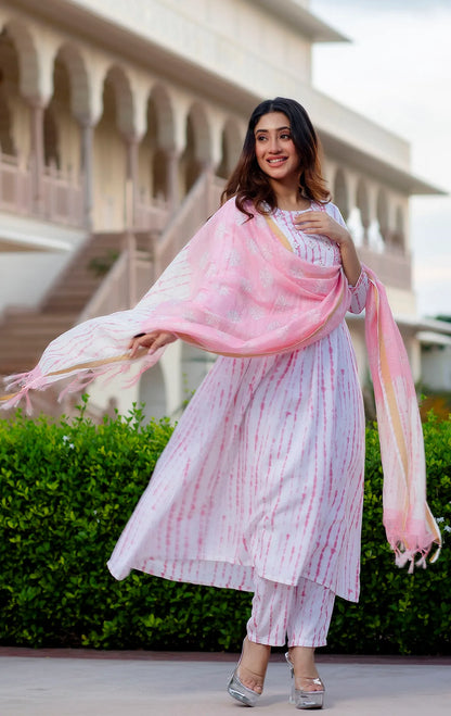 Pink Mix Rayon Embroidered Kurta Set