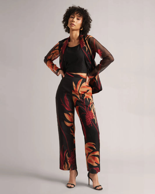 Red Black Floral Print Co-ord Set