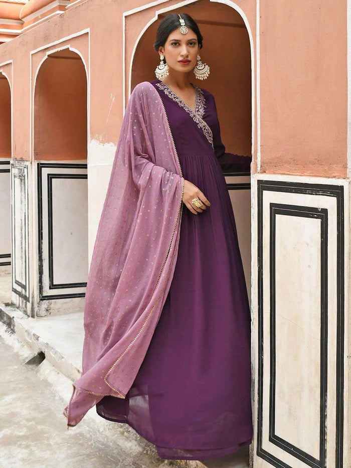 Wine Long Kurta Set