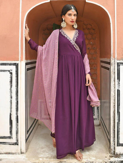 Wine Long Kurta Set