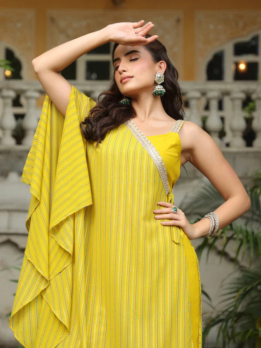 Yellow Cape Ethnic Set